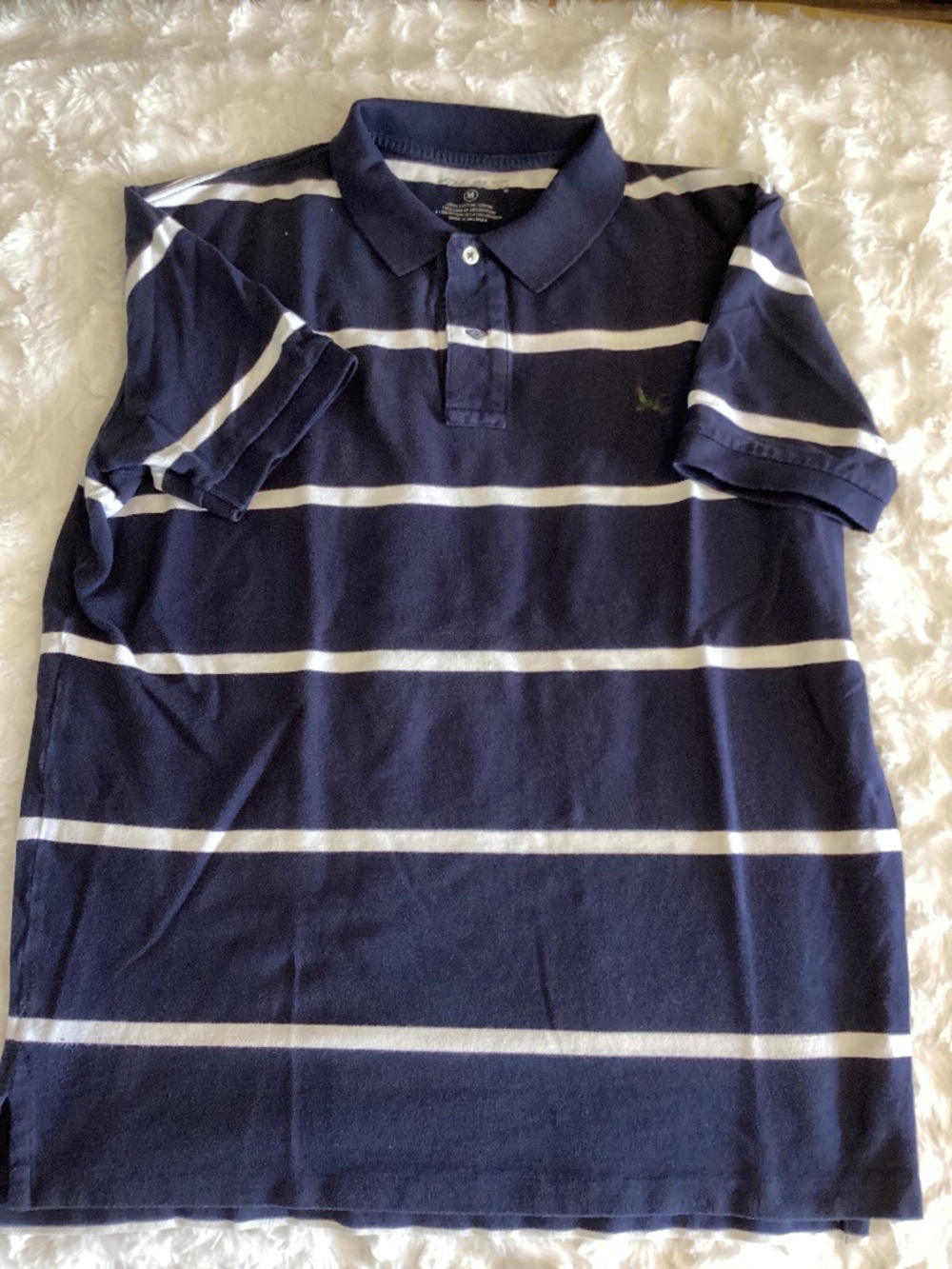 Eddie Bauer Men’s Polo, Size M, Blue with Stripes